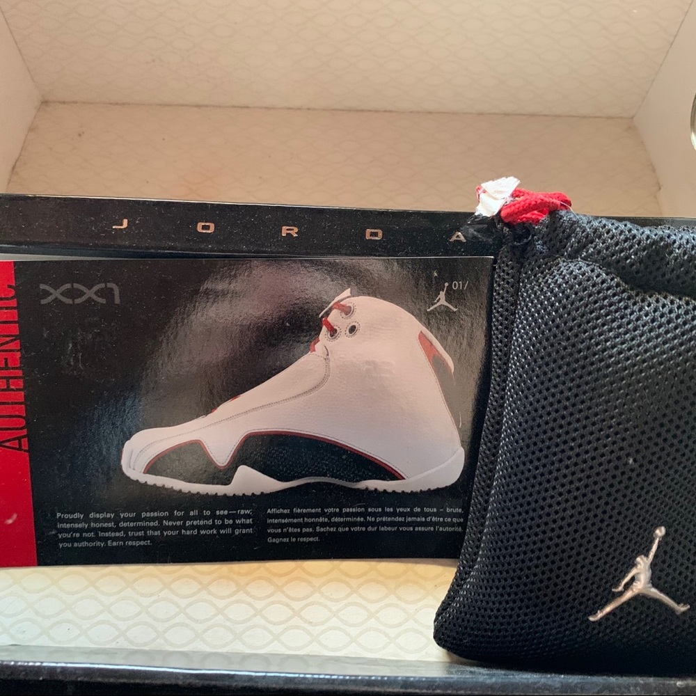 Jordan White Black Red High-Top Sneakers - Picture 6 of 10